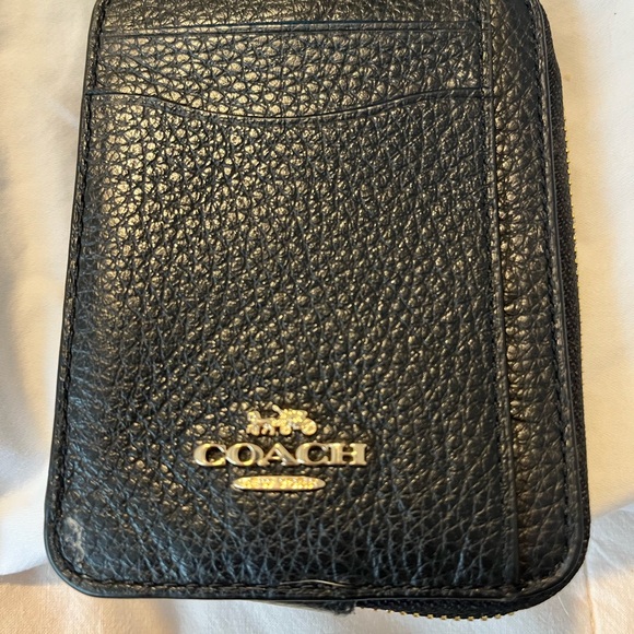 COACH Zip Card Case with Chain in Black - Picture 3 of 8